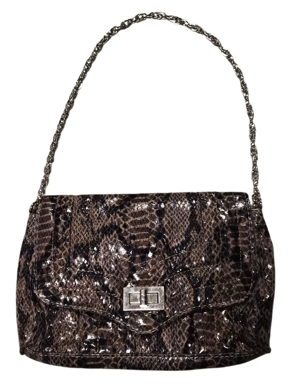 Butterfly Faux Snakeskin Chain Shoulder Bag
